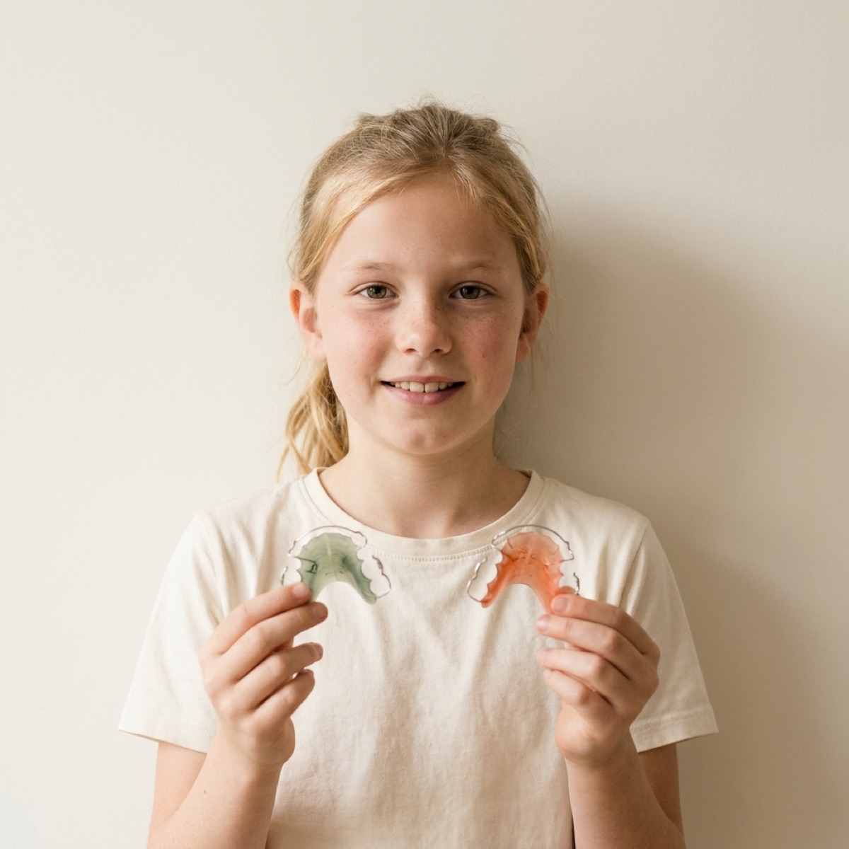 Kind met uitneembare plaatjesbeugel